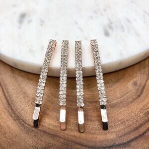 Rose Gold Rhinestone Hair Barrettes 4 Piece